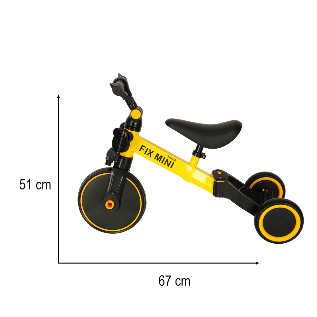Bicicletă de echilibru și tricicletă 3-în-1 Trike Fix Mini, Galben