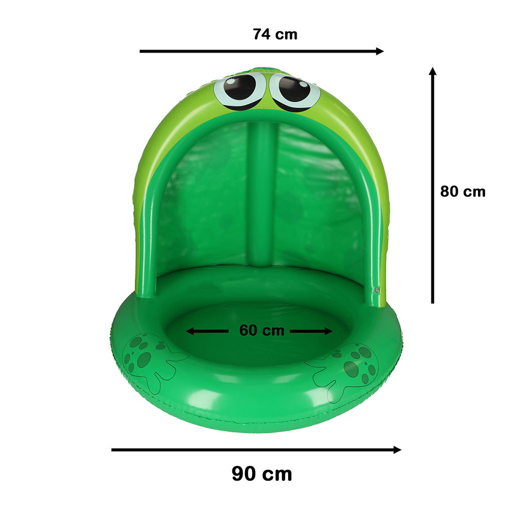 Piscină Gonflabilă pentru Copii cu Copertină, Model Broască, 101cm