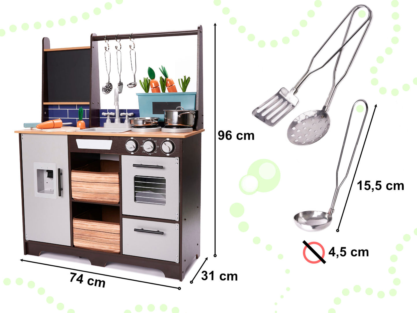 Bucătărie de joacă pentru copii din MDF cu accesorii LOFT XXL 96cm
