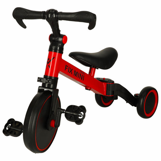 Bicicletă de Echilibru și Tricicletă 3-în-1 Trike Fix Mini cu Pedale, Roșu