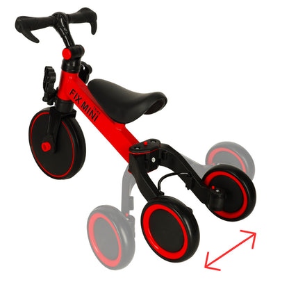 Bicicletă de Echilibru și Tricicletă 3-în-1 Trike Fix Mini cu Pedale, Roșu