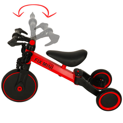 Bicicletă de Echilibru și Tricicletă 3-în-1 Trike Fix Mini cu Pedale, Roșu