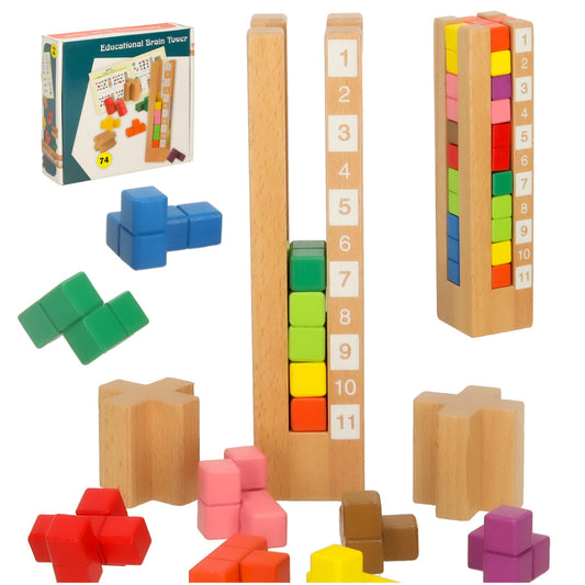 Puzzle Educativ din Lemn Montessori "Turnul Inteligent"