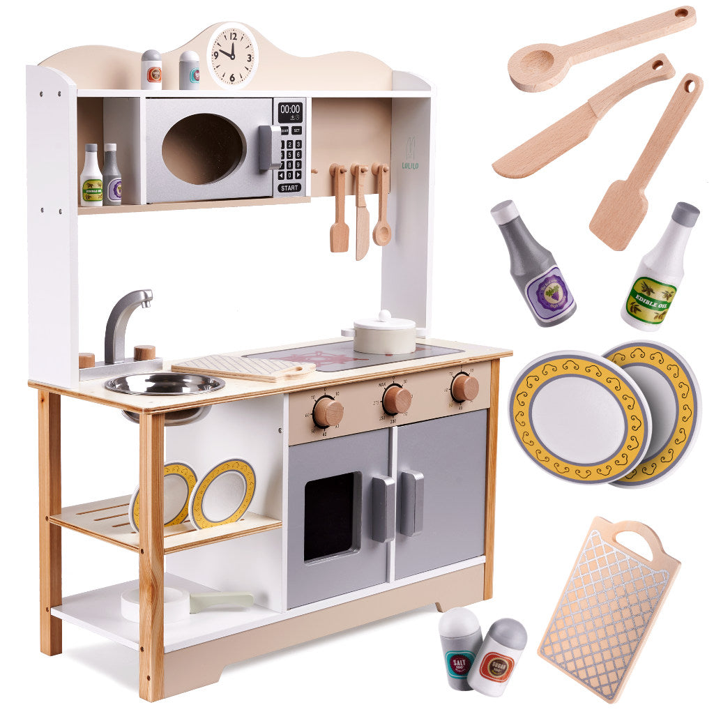 Bucătărie din lemn pentru copii Lulilo MDF Kuketo cu accesorii incluse
