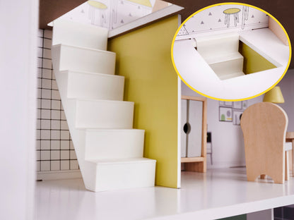 Căsuță de păpuși din lemn Lulilo cu 3 etaje, mobilier inclus și iluminare LED, 70cm, Gri