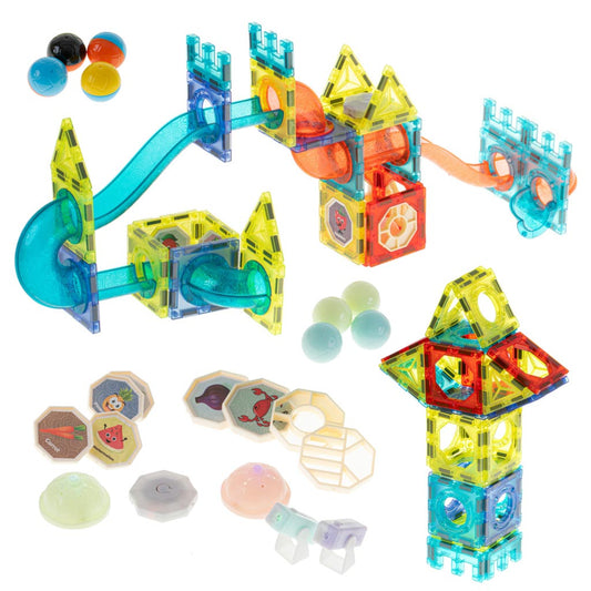 Set de Construcție cu Piese Magnetice și Traseu Luminos (75 piese)