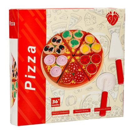 Set de joacă din lemn Lulilo - Pizza cu accesorii și prindere tip velcro, 20 cm