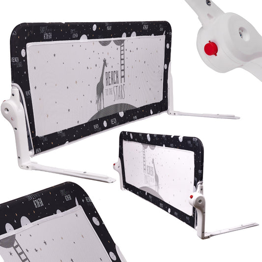 Barieră de Protecție Rabatabilă pentru Pat, Siguranță Copii, 150 cm, Negru