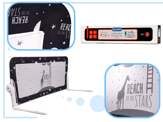 Barieră de Protecție Rabatabilă pentru Pat, Siguranță Copii, 150 cm, Negru