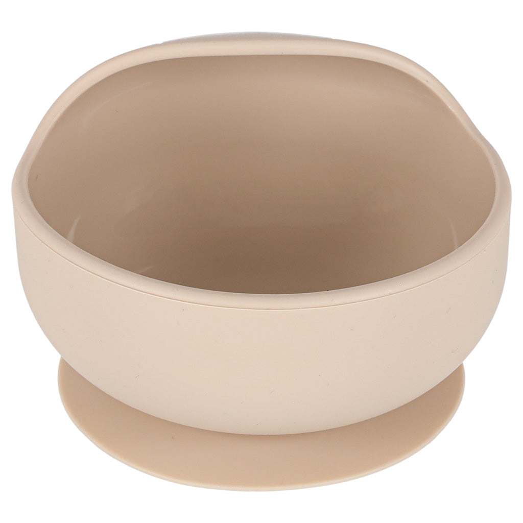 Set Complet de Diversificare Bebeluși din Silicon, 9 Piese, Farfurie Crab cu Ventuză și Bavetă, Bej