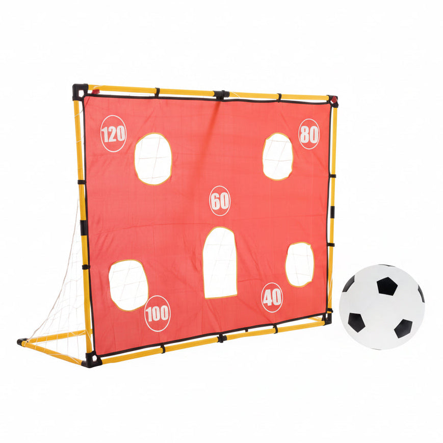 Set Poartă de Fotbal pentru Copii (156 cm) cu Plasă, Panou cu Ținte de Precizie și Minge Incluse