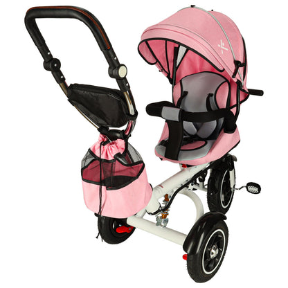 Tricicletă 3 în 1 Trike Fix V3 cu copertină, scaun rotativ și mâner de ghidaj, Roz