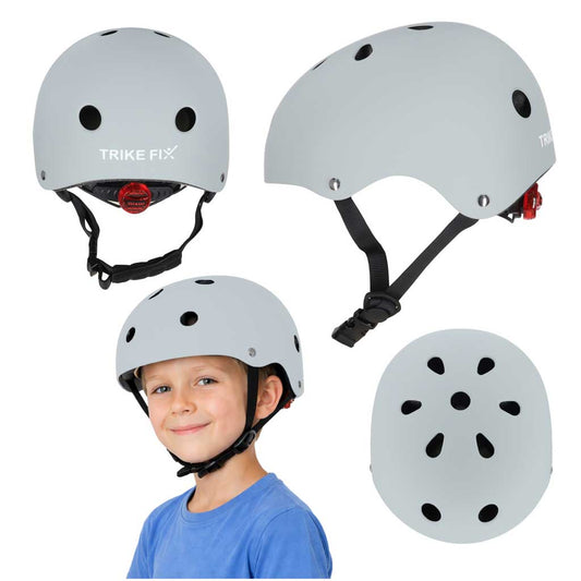 Cască de Bicicletă pentru Copii Trike Fix cu LED, Reglabilă, M 55-58cm, Gri Închis