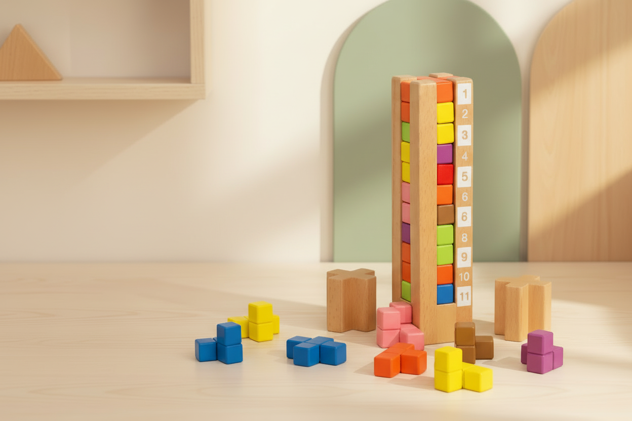Montessori Wooden Tower Slide - No Text